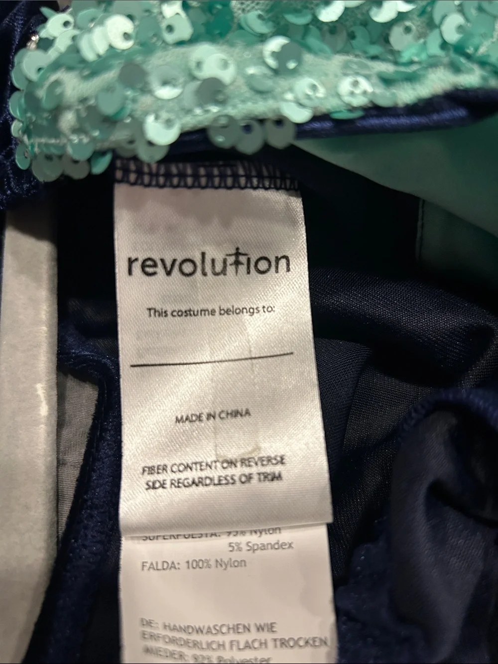 Revolution Navy and Mint Sequin Tulle Girls Dance Costume Dress - MC